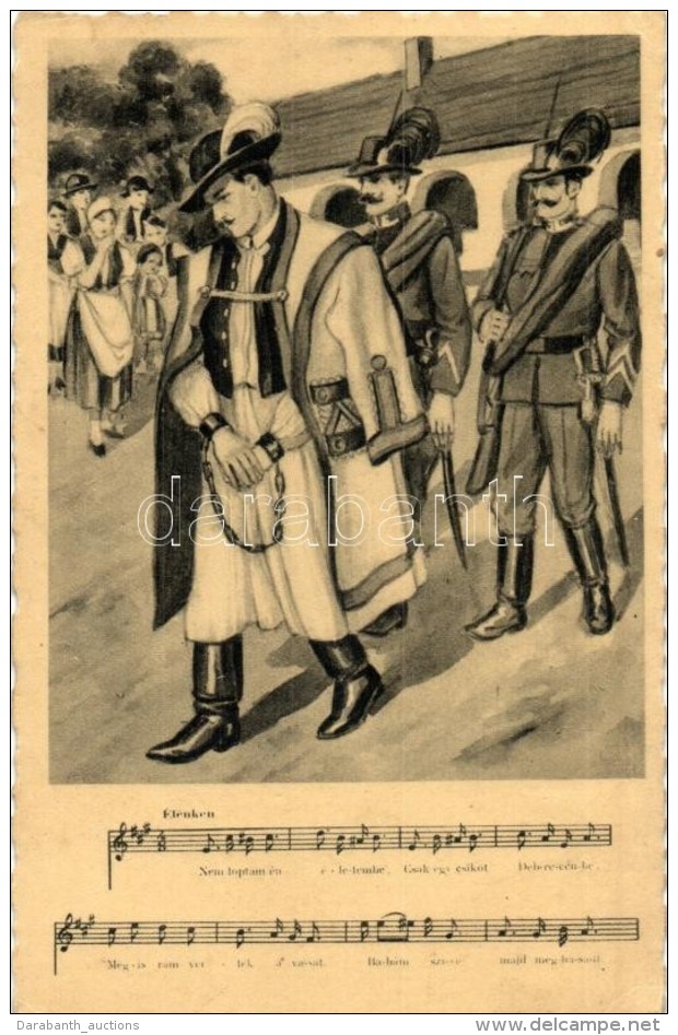 T2 Magyar Kottás CsendÅ‘r Lap, Juhász Letartóztatása / Hungarian Gendarme Postcard With... - Zonder Classificatie