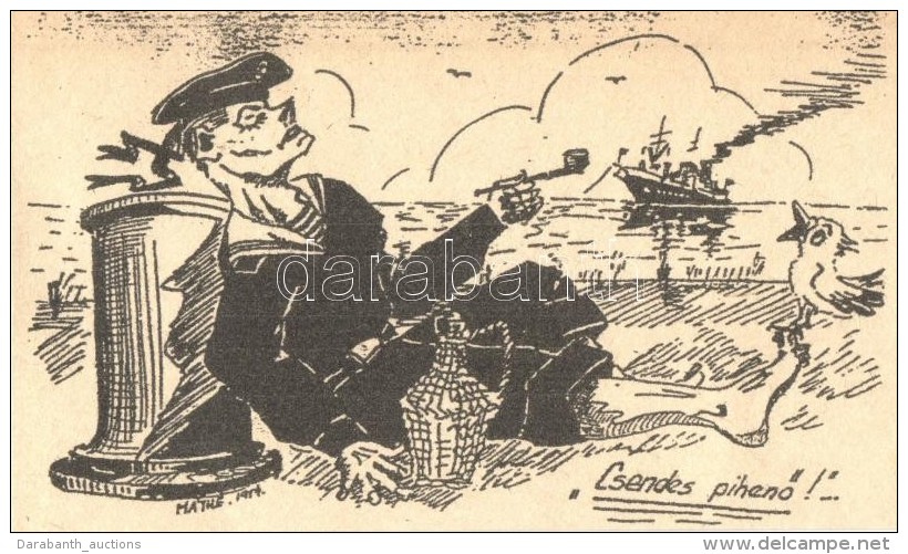 ** T2/T3 1954 'Csendes PihenÅ‘' Matróz, Humoros Grafikai Képeslap / Mariner, Humorous Graphic... - Zonder Classificatie