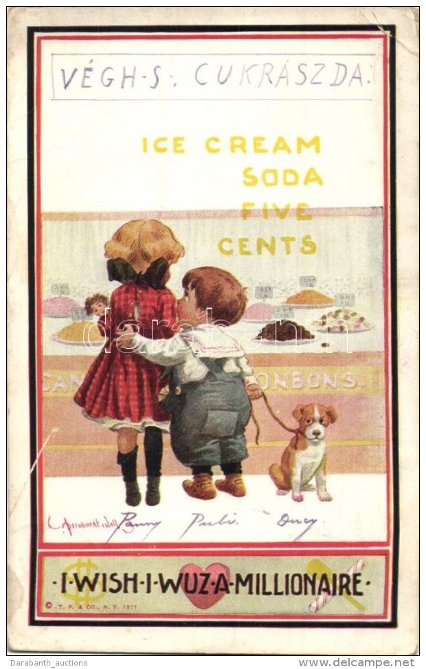 T3 'I Wish I Was A Millionaire', Children, Couple, Dog, Confectionery, Humour, Art Postcard T. P: &amp; Co. Series... - Zonder Classificatie