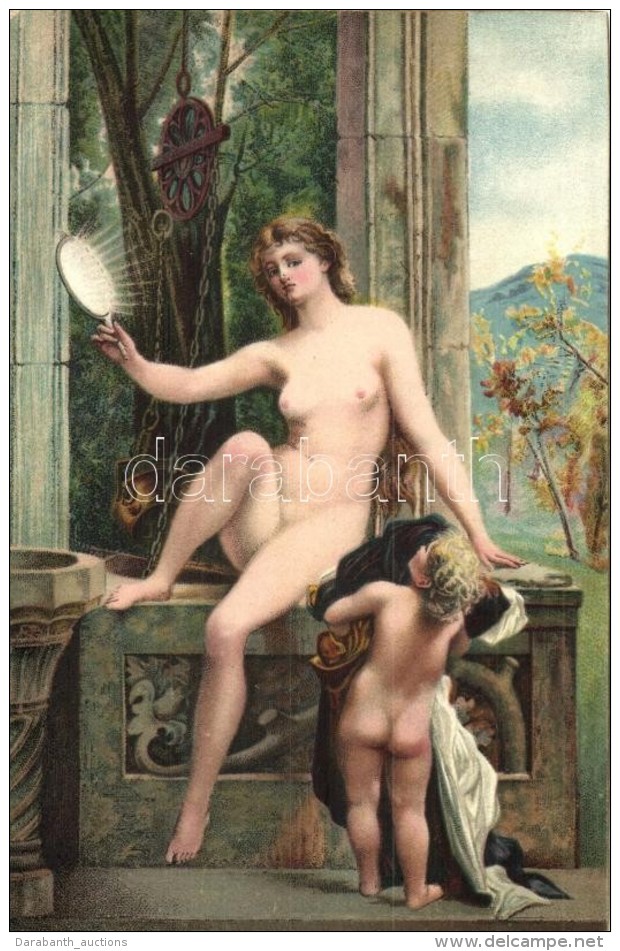 ** T4 'Die Wahrheit' / Nude Lady, Erotic Art Postcard, Stengel &amp; Co. No. 29008. Litho S: P. J. A. Baudry... - Non Classificati