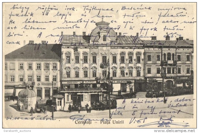 * T4 Chernivtsi, Czernowitz; Piata Unirii / Ringplatz / Central Square, Market, M. Tirst, Heinrich Pardini, H.... - Zonder Classificatie