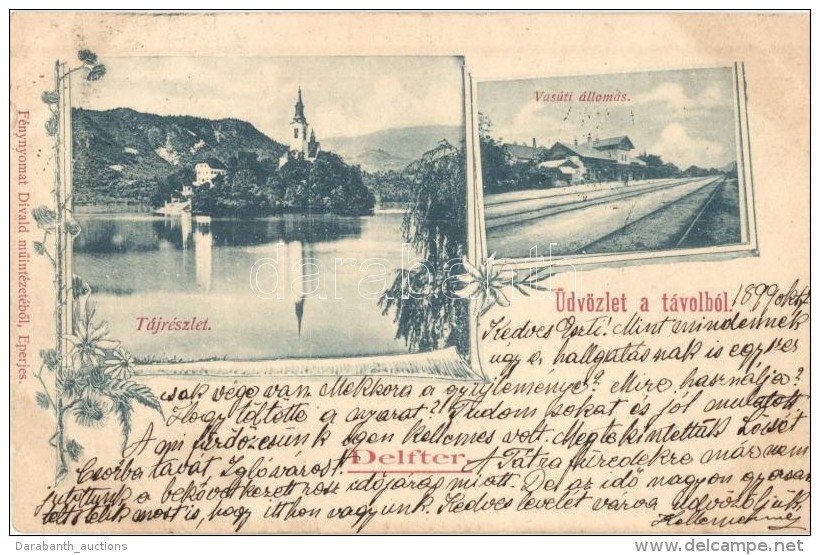 T2/T3 1899 Lesce-Bled, Vasútállomás, Templom A Szigeten, Divald / Railway Station With Church... - Non Classificati