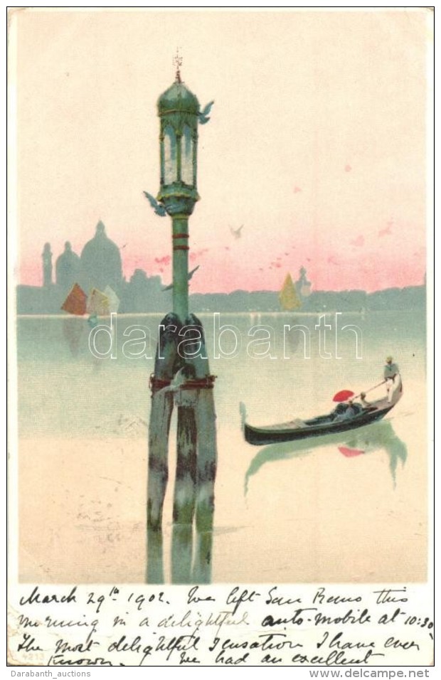 T3/T4 Venice, Venezia; Gondola, Art Postcard, Litho (fa) - Non Classificati