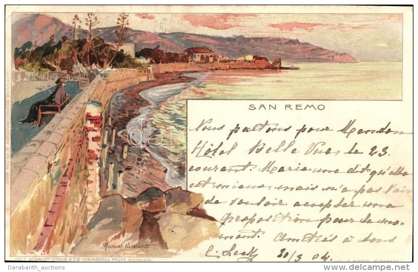 T2/T3 San Remo, Cartoline Postali Artistiche Di Velten No. 221. Litho S: Manuel Wielandt (EK) - Non Classificati