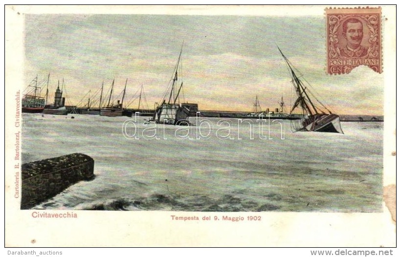 * T4 Civitavecchia, Tempesta Del 9. Maggio 1902 / Sea Storm (pinholes) - Non Classificati