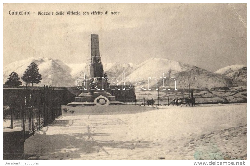 T2/T3 Camerino, Piazzale Della Vittoria Con Effetto Di Neve / Square, Snow, Winter, Monument (EK) - Zonder Classificatie