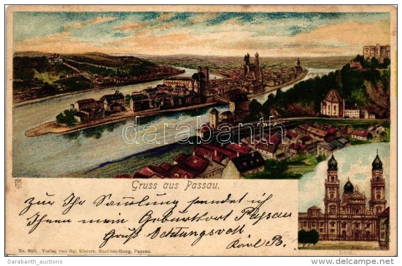 T2 1899 Passau, Dom; Verlag Gg. Kleiter / Cathedral, Litho (fl) - Zonder Classificatie