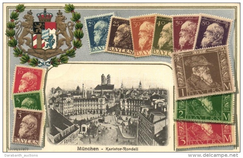 * T2 München, Karlstor-Rondell / Set Of Bavarian Stamps, Emb. Litho - Zonder Classificatie