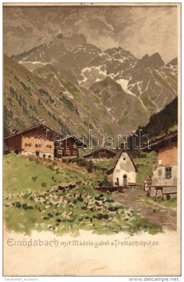 ** T2 Einödsbach Mit Mädelegabel &amp; Trettachspitze; Hofkunstanstalt Eckstein &amp; Stähle Litho... - Zonder Classificatie