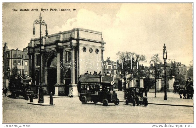 ** T1/T2 London, Hyde Park, The Marble Arch, Double-decker Autobus, Automobile, From Postcard Booklet - Ohne Zuordnung