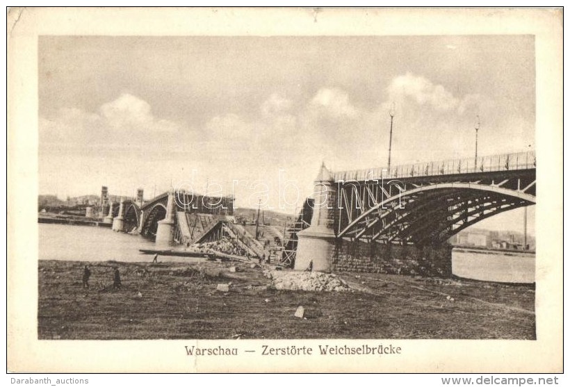 ** T3 Warsaw, Warszawa, Warschau; Zerstörte Weichselbrücke / Destroyed Bridge On The Vistula (small Tear) - Zonder Classificatie