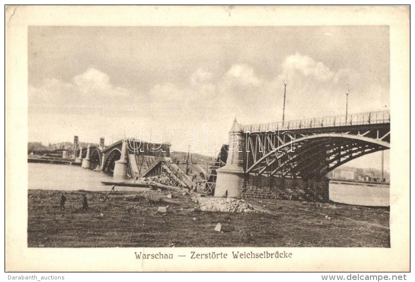 ** T3 Warsaw, Warszawa, Warschau; Zerstörte Weichselbrücke / Destroyed Bridge On The Vistula (small Tear) - Non Classificati