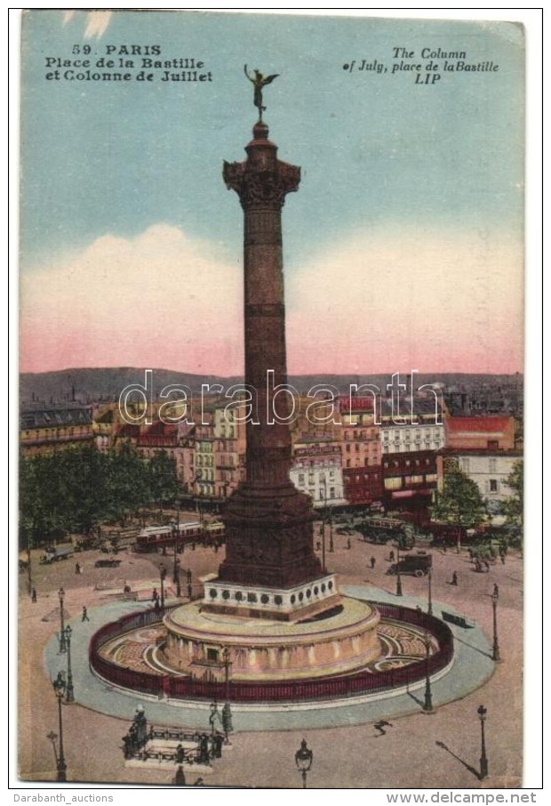 * T2/T3 Paris, Place De La Bastille Et Colonne De Juillet / Bastille Square, Statue, Tram, Automobile (EK) - Zonder Classificatie