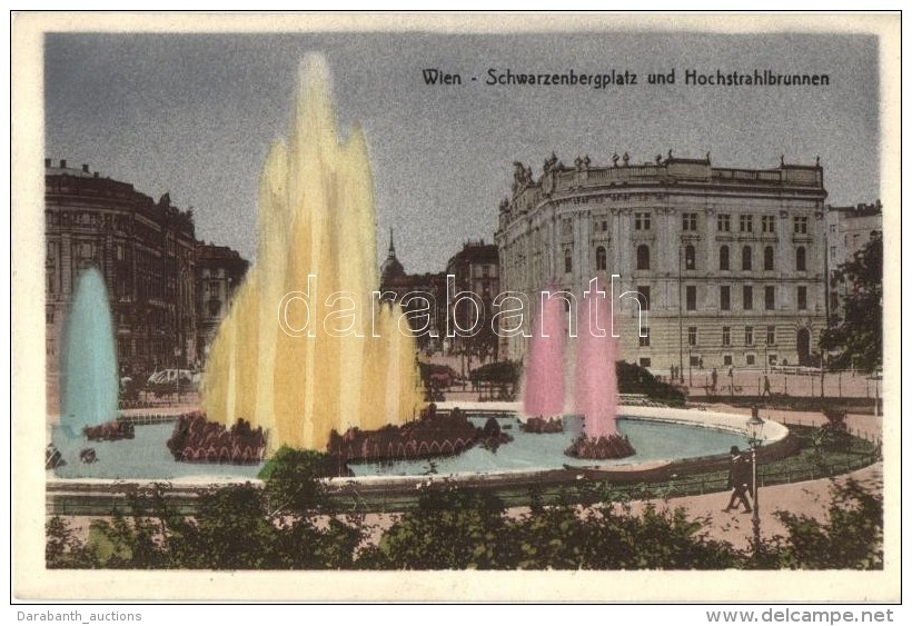 ** T1 Vienna, Wien I. Schwarzenbergerplatz, Hochstrahlbrunnen / Square, Fountain - Zonder Classificatie