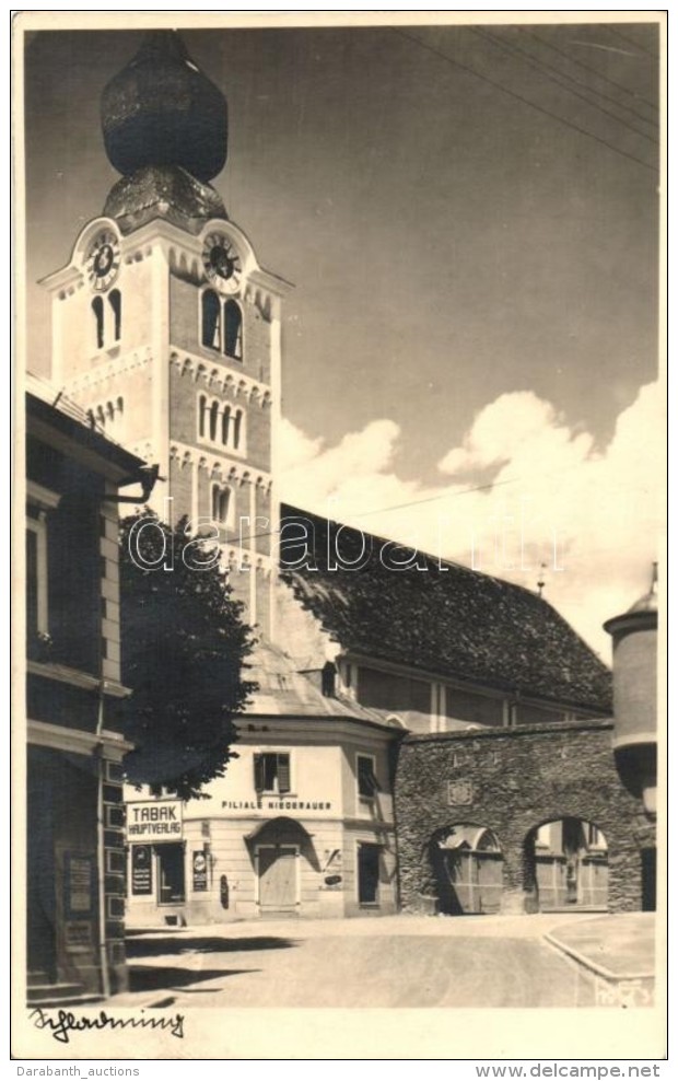 T2 1937 Schladming, Catholic Church, Tobacco Shop, Shop Of Niederauer, Photo - Zonder Classificatie