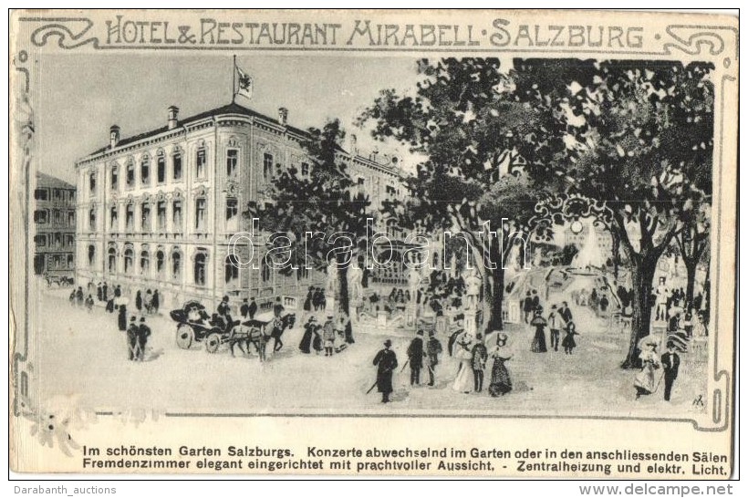 ** T2 Salzburg, Hotel &amp; Restaurant Mirabell, Garten / Hotel, Garden, Art Nouveau Folding Card - Non Classificati