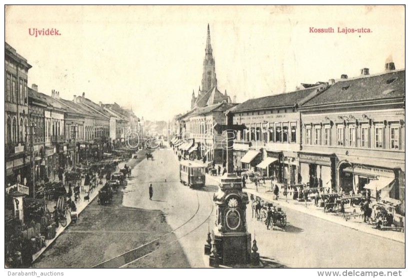 T2 Újvidék, Novi Sad; Kossuth Lajos Utca, Klein és Popper üzlete, Villamos / Street,... - Zonder Classificatie