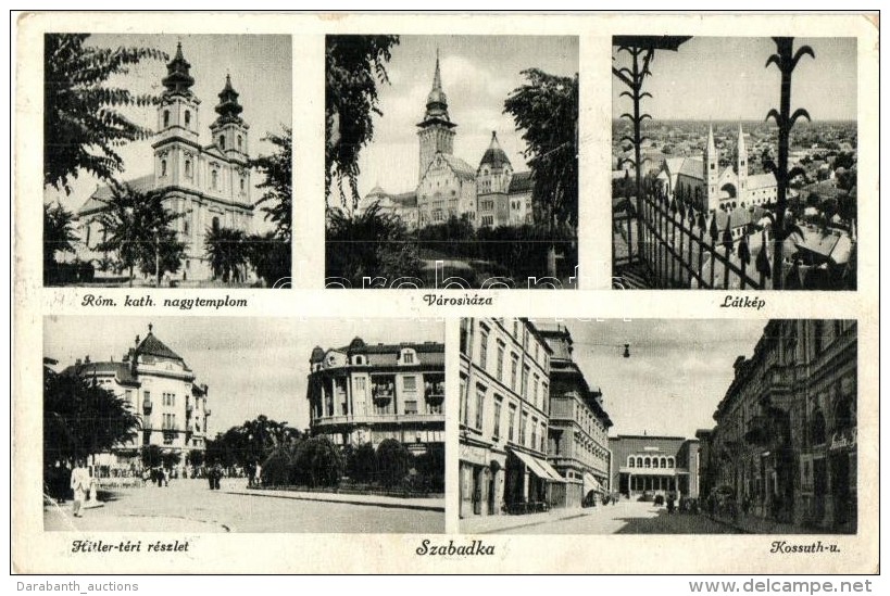 T2/T3 Szabadka, Subotica; Városháza, Templom, Hitler Tér, Kossuth Utca, Kiadja Víg... - Zonder Classificatie