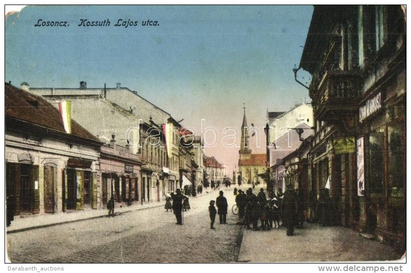 T4 Losonc, Lucenec; Kossuth Lajos Utca, Kohn Márkusz üzlete / Street, Shop (EM) - Non Classificati