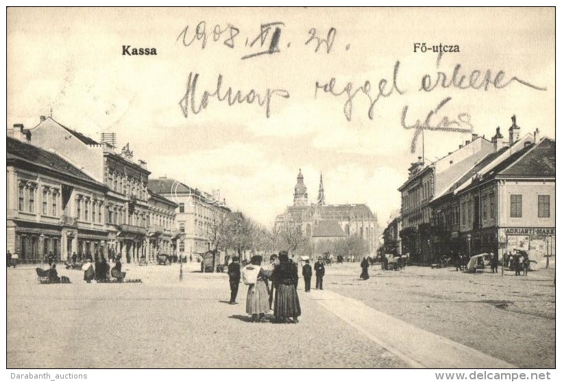 T2 Kassa, Kosice; FÅ‘ Utca, Adriányi és Markó üzlete / Main Street, Shop - Zonder Classificatie