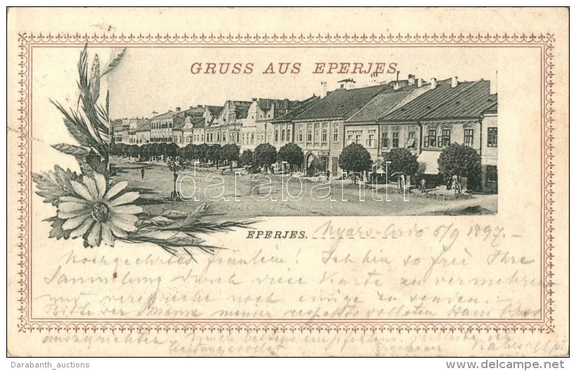 T4 1897 Eperjes, Presov; Utcakép, Kosch Árpád Kiadása / Street View, Floral (b) - Zonder Classificatie