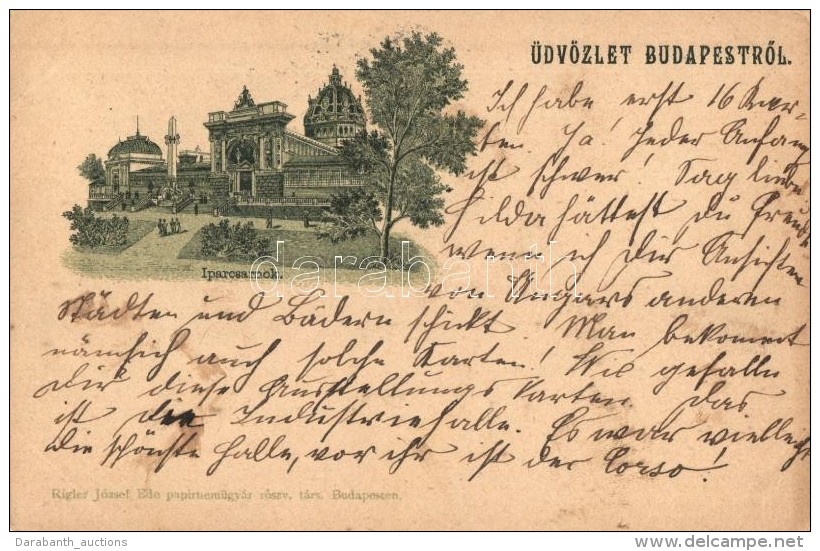 * T2/T3 1897 Budapest XIV. Iparcsarnok, Ezredéves Kiállítás, Litho; Kiadja Rigler... - Zonder Classificatie