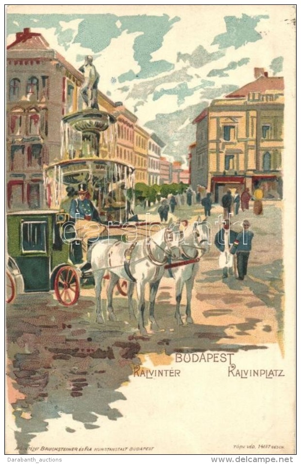 T2 1899 Budapest VIII. Kálvin Tér, Lovashintó, MÅ±intézet Bruchsteiner és Fia,... - Zonder Classificatie