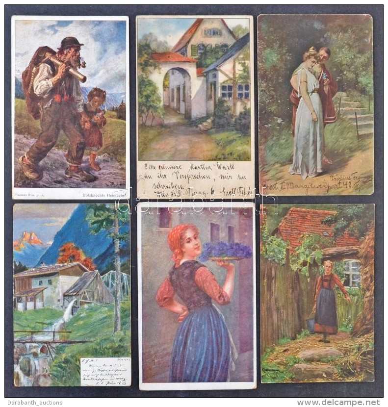 ** * Kb. 201 Db RÉGI MÅ±vészlap, Vegyes MinÅ‘ség / Cca. 201 Old Art Postcards, Mixed Quality - Ohne Zuordnung