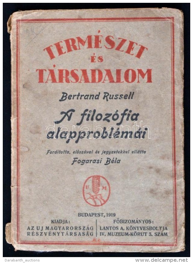 Bertrand Russell: A Filozófia Alapproblémái. Fordította, ElÅ‘szóval és... - Ohne Zuordnung