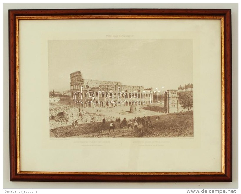 Roma Colosseum Metszet, Modern Repró, üvegezett Keretben, 14&times;20 Cm - Zonder Classificatie