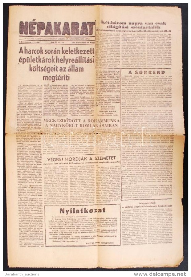 1956 Bp., Népakarat, A Magyar Szabad Szakszervezetek Országos Szövetségének Lapja... - Zonder Classificatie