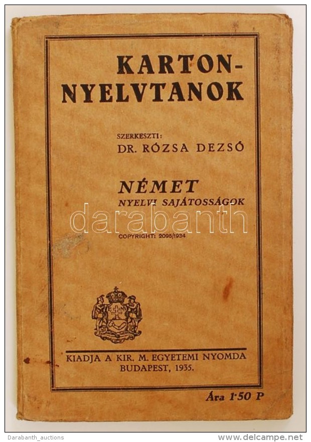 1935 Róza DezsÅ‘ Dr.:Karton - Nyelvtanok: Német Nyelvi Sajátosságok. Bp., Kir. M.... - Zonder Classificatie