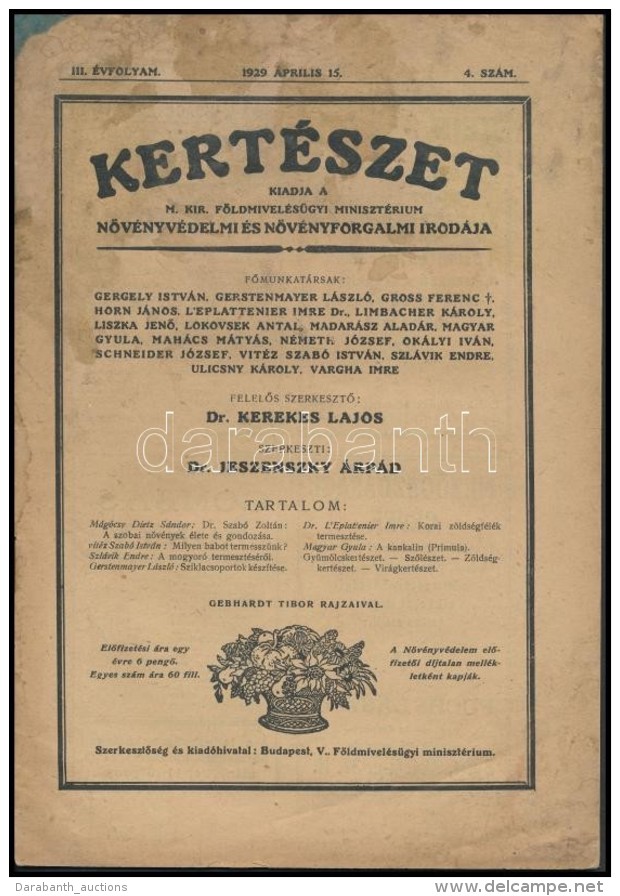 1929 A Kertészet CímÅ± újság III. évfolyamának 4-5. Száma - Zonder Classificatie