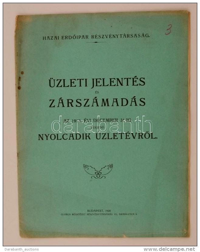 1920 Hazai ErdÅ‘ipar Részvénytársaság, üzleti Jelentés és... - Zonder Classificatie