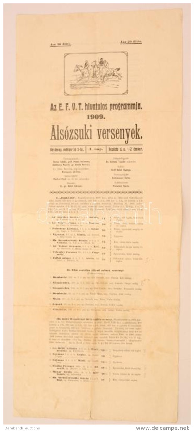 1909 Az E.F.V.T. Hivatalos Programja, Alsózsuki Lóversenyek - Ohne Zuordnung