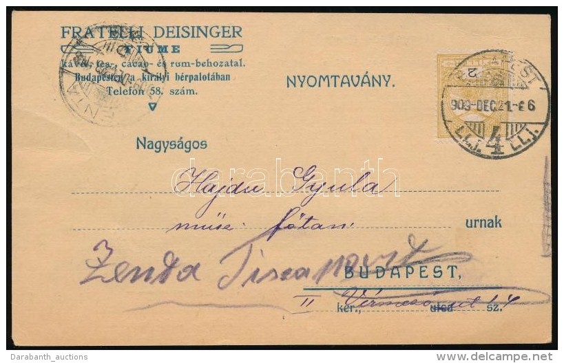 1903 Fiume, Fratelli Deisinger Kávé-, Tea-, Kakaó- és Rumbehozatal Reklámos... - Non Classificati