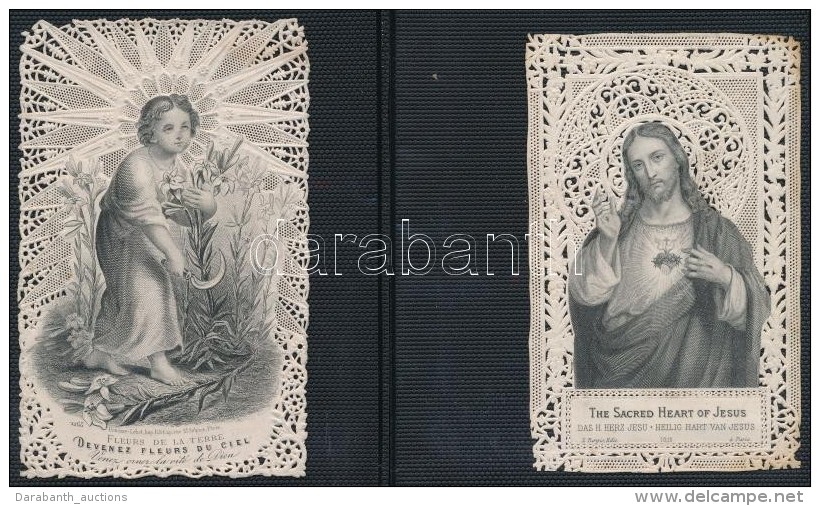 Cca 1890-1900 Csipkés Szentkép, 4 Db, Sérülésekkel - Zonder Classificatie