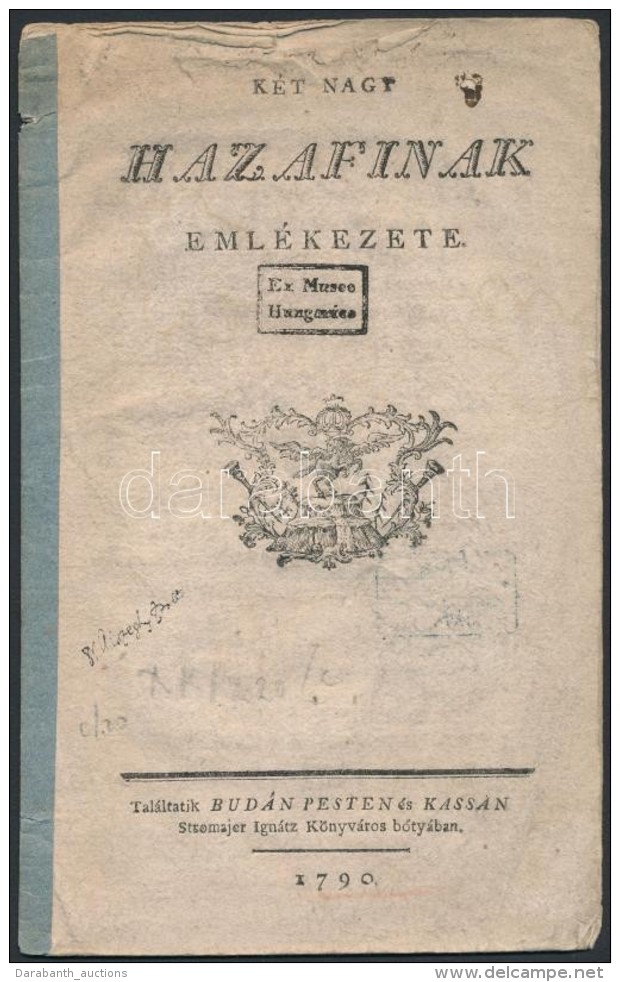 1790 Buda, Pest, Kassa, Két Nagy Hazafinak Emlékezete, 6p - Zonder Classificatie