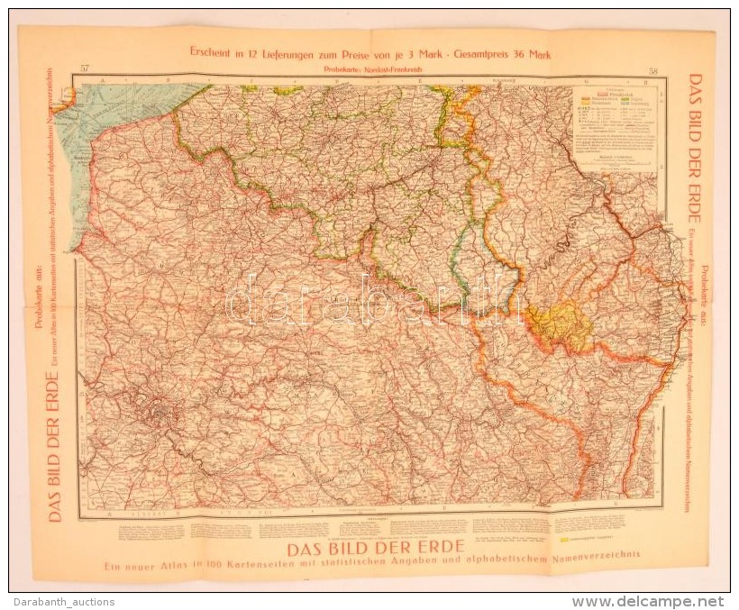 1928 Német Képes Világatlasz Mintatérképe: Északkelet... - Altri & Non Classificati