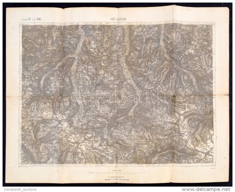 Cca 1891 Hof-Gastein, 1:75000, K.u.k. Militär-geographisches Institut, 47,5&times;62 Cm - Andere & Zonder Classificatie