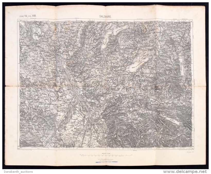 Cca 1891 Salzburg, 1:75000, K.u.k. Militär-geographisches Institut, 47,5&times;62 Cm - Altri & Non Classificati