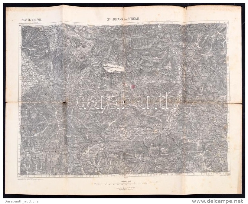 Cca 1890 St. Johann Im Pongau, 1:75000, K.u.k. Militär-geographisches Institut, Kis Szakadásokkal,... - Andere & Zonder Classificatie