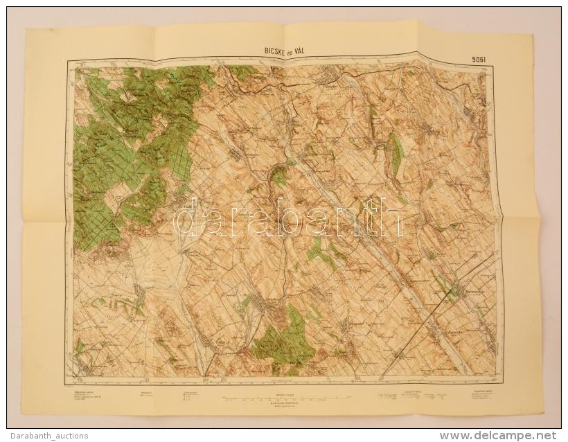 Cca 1931 Bicske és Vál, 1:75.000, M. Kir. Állami Térképészet, 47&times;62... - Andere & Zonder Classificatie