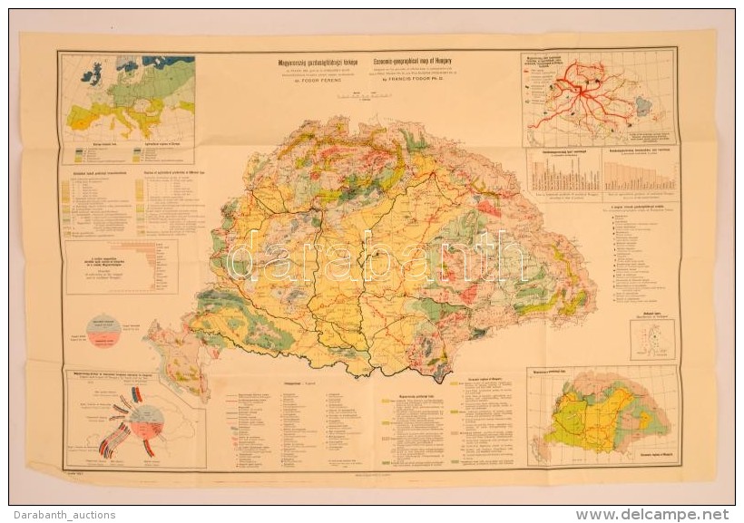 Cca 1910 Fodor Ferenc: Magyarország Gazdaságföldrajzi Térképe. NagyméretÅ±... - Altri & Non Classificati
