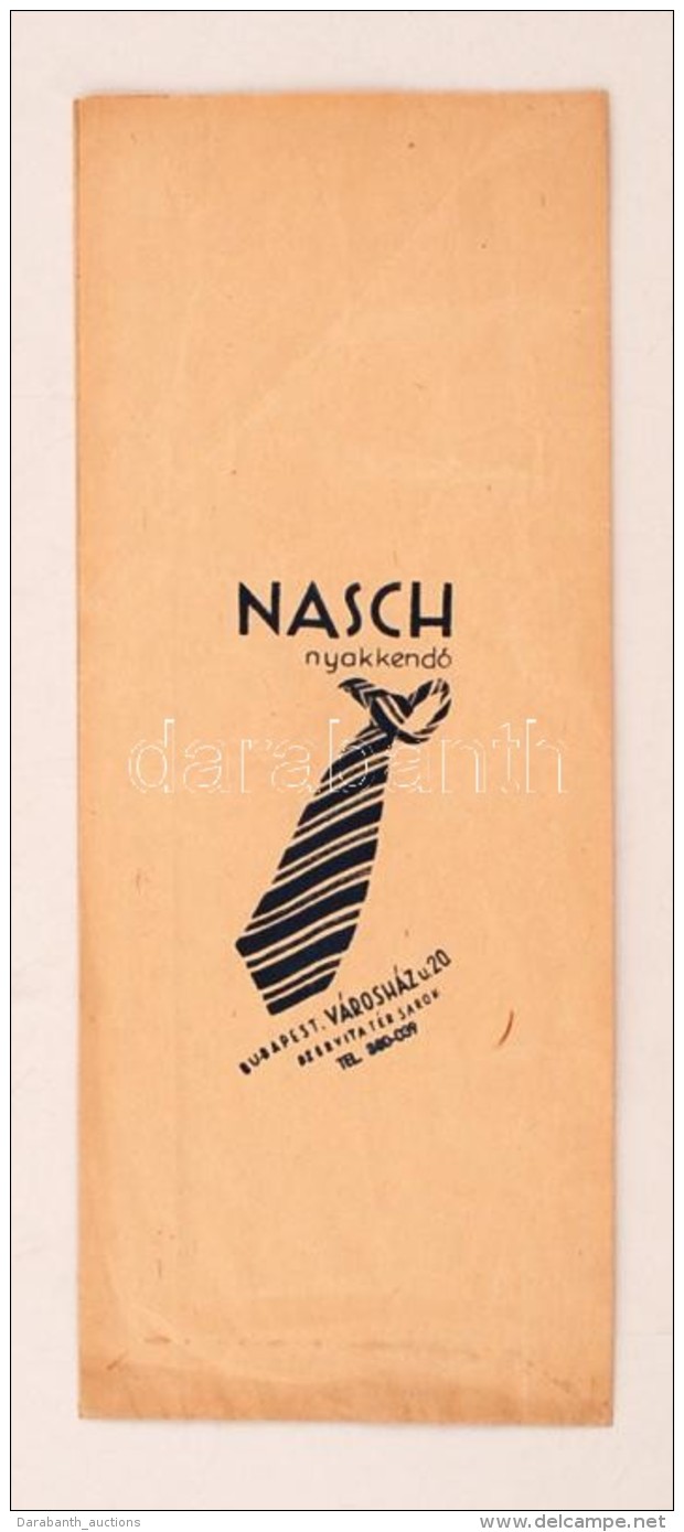 Cca 1930 Bp., V. Nasch NyakkendÅ‘. Reklámgrafikával Díszített Papírtáska - Reclame