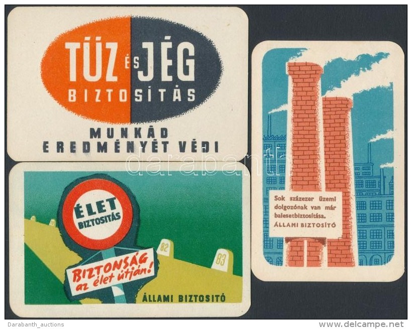 1958 3 Db Biztosításokat Reklámozó Kártyanaptár - Reclame