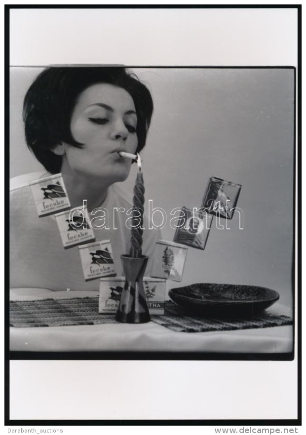 Cca 1965 Cigaretta Reklámterv, Korabeli Negatív Mai Nagyítása, 18x18 Cm - Altri & Non Classificati