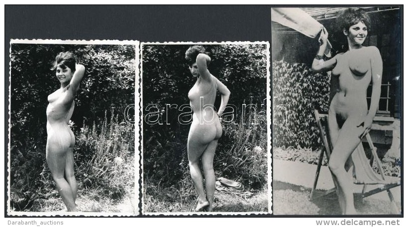 Tündér A Kertben, 3 Db Erotikus Fotó, 11x9 és 14x9 Cm / 3 Erotic Photos - Autres & Non Classés