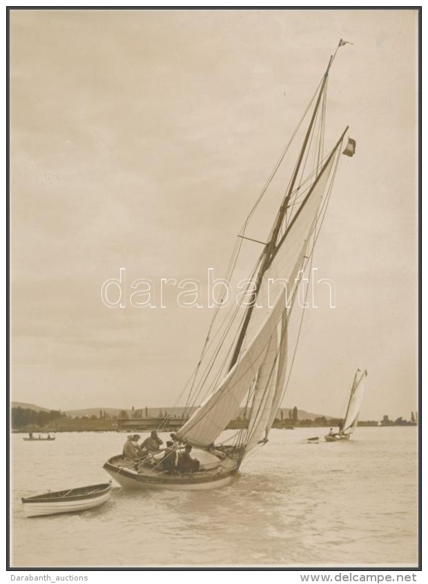 Balogh Rudolf (1879-1944): Vitorlás A Balatonon, Hátoldalon Feliratozott Fotó, 23x17 - Andere & Zonder Classificatie