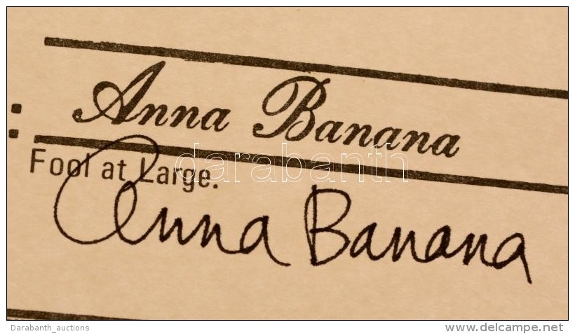 1978 Anna Banana (1940-) Kanadai MÅ±vész Aláírása Egy Master Of Bananology... - Andere & Zonder Classificatie